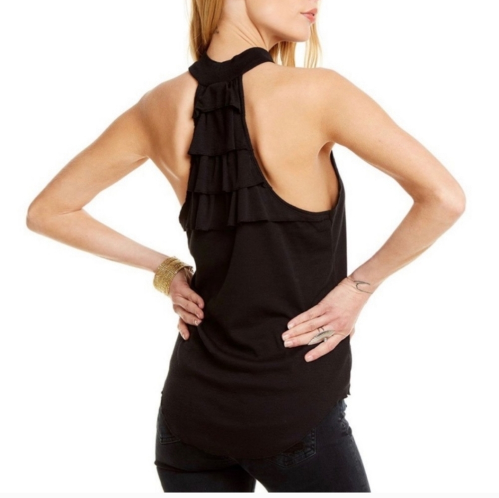 Chaser Ruffle Back Ribbed Tank Top , Black, M, NWT - Picture 2 of 6